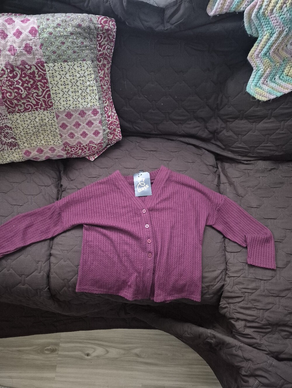 Art Class Girls Burgandy Button Front Ribbed Cardigan Sweater 6/6x